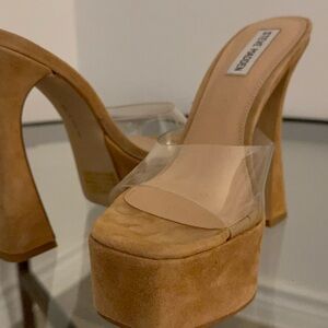 Steve Madden Camel Suede Platform Sandals